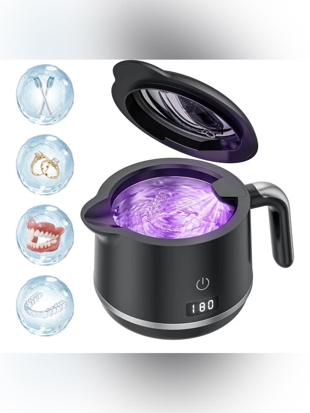 Ultrasonic Retainer Cleaner, Retainer Cleaner for Dentures, Mouth Guards